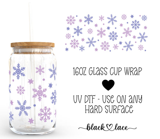 Purple Snowflakes  ~16oz cup wrap