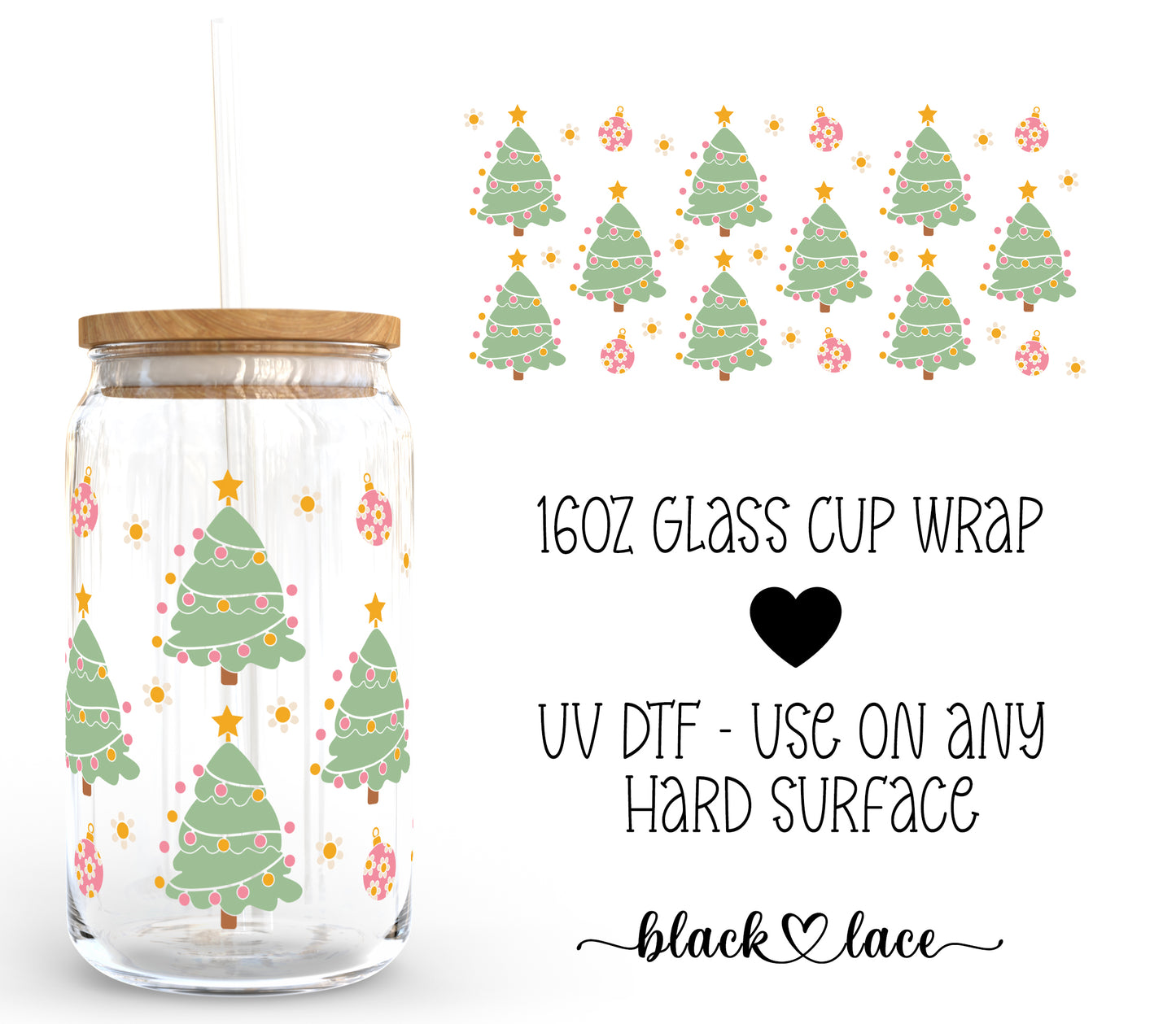 Retro Christmas Trees  ~16oz cup wrap