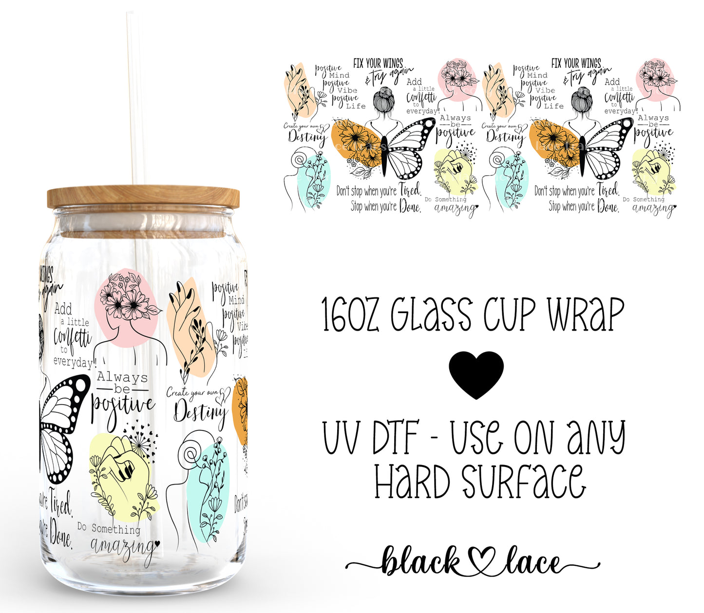 Positive Affirmations ~16oz cup wrap