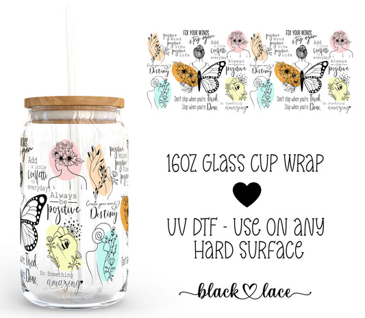 Positive Affirmations ~16oz cup wrap