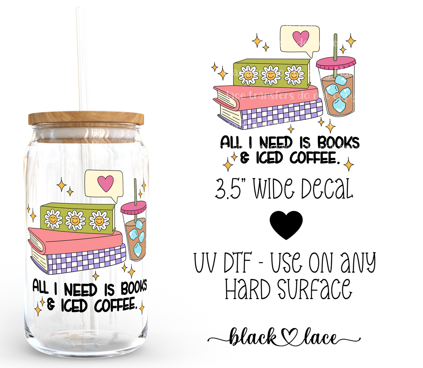 All I nee is books & iced coffee ~ Decal