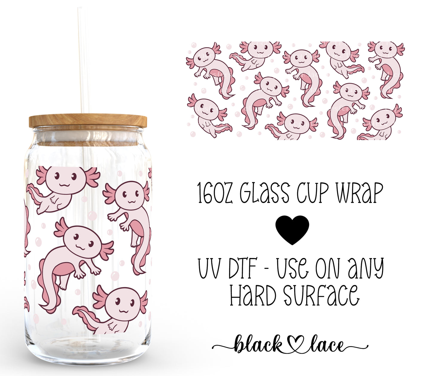 Axolotl ~ 16oz cup wrap