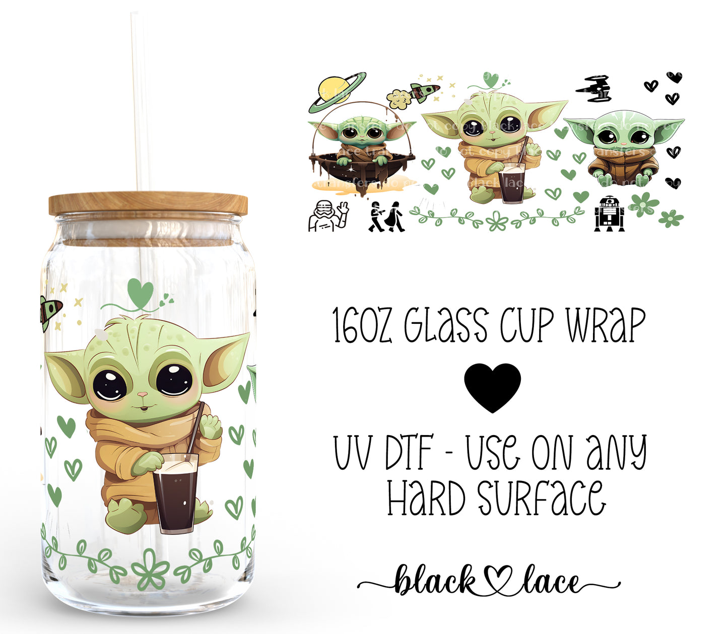 Baby Yoda ~16oz cup wrap