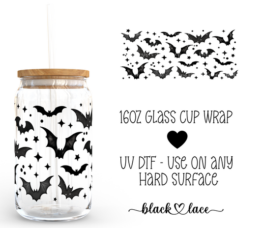 Bats Black ~16oz cup wrap