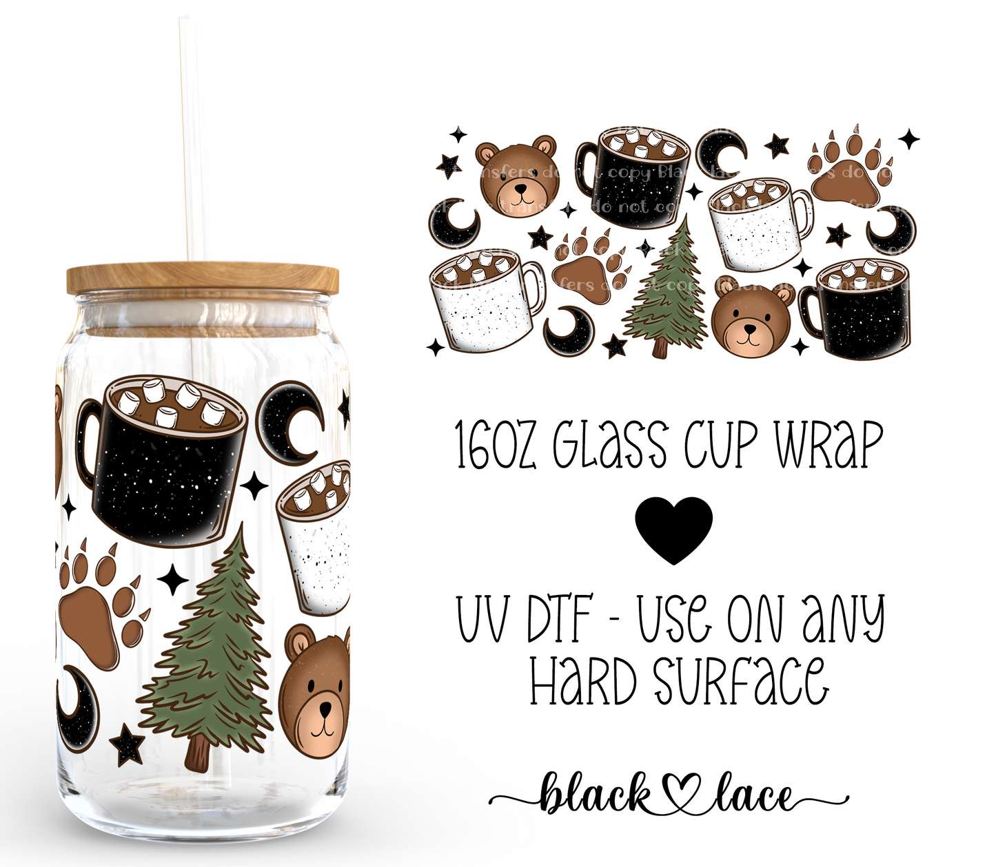 Bear Camping ~ 16oz cup wrap