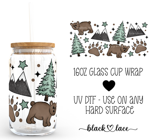 Bears and Trees ~ 16oz cup wrap