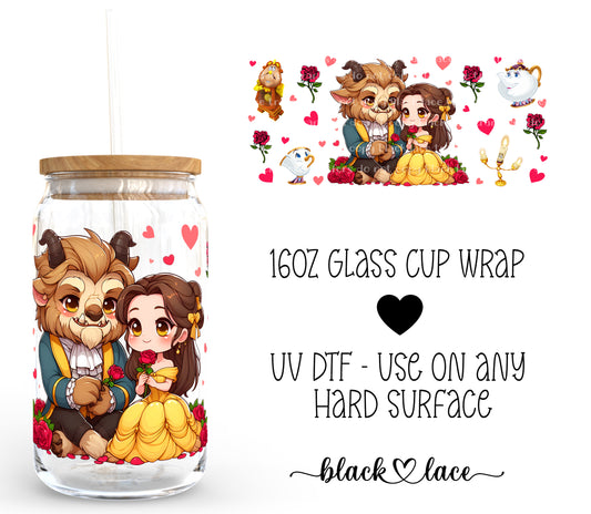 Beauty and the Beast ~ 16oz cup wrap