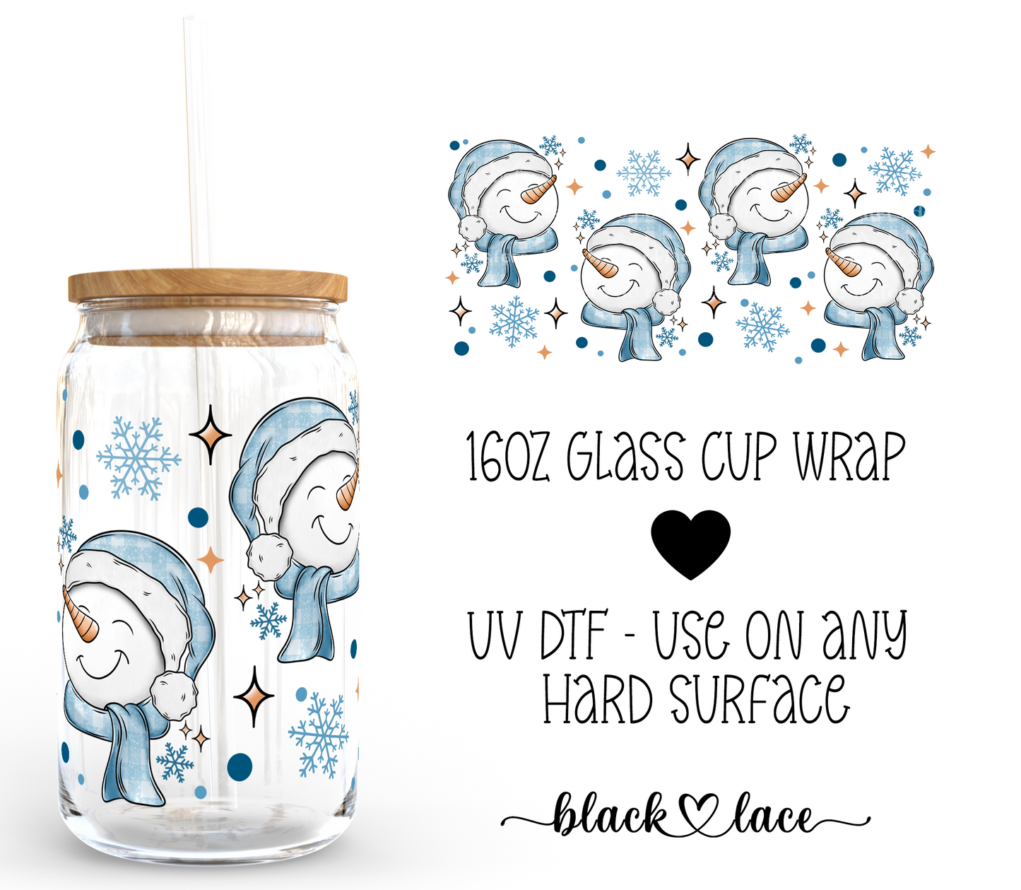 Blue Snowman ~ 16oz cup wrap