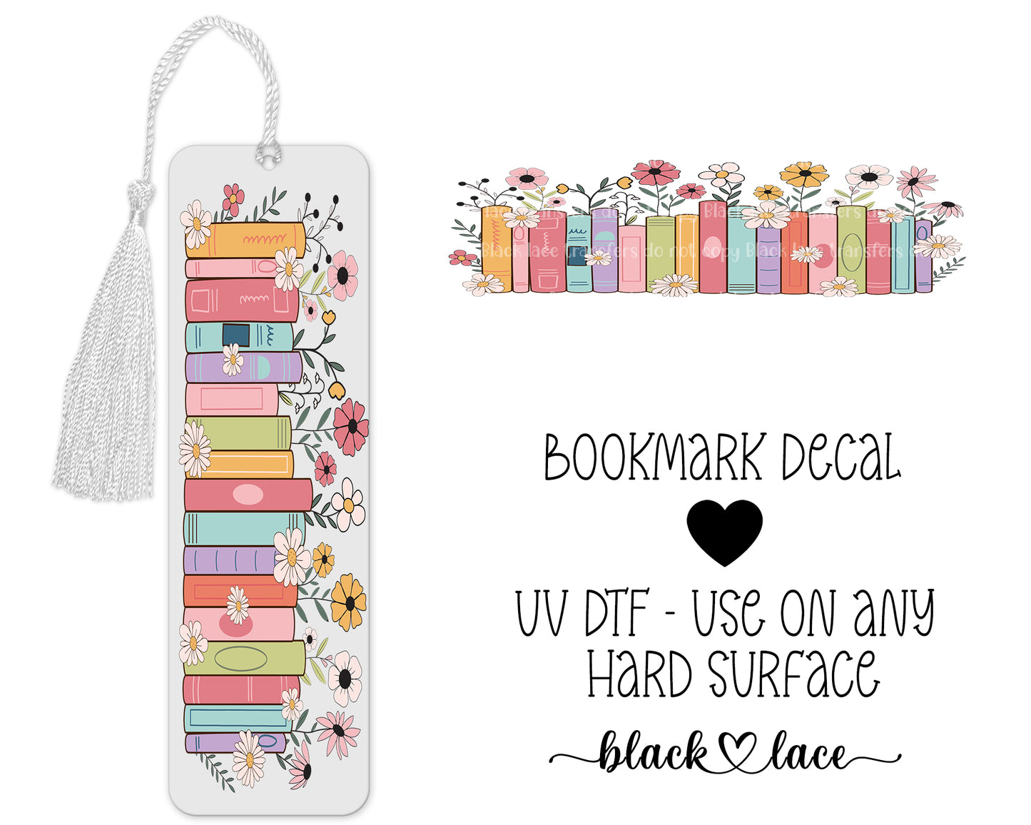 Floral Books ~ Bookmark Decal