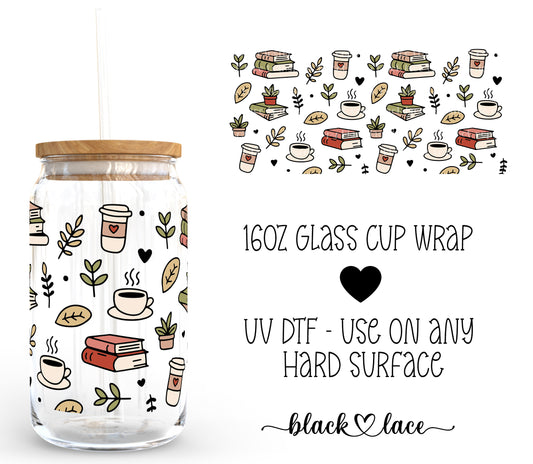 Books and Coffee ~ 16oz cup wrap