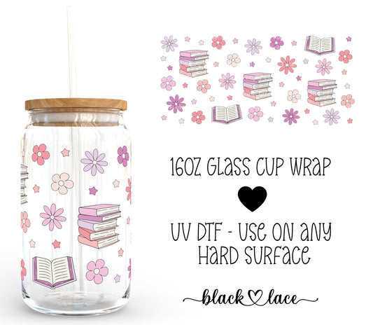 Books and Flowers ~ 16oz cup wrap