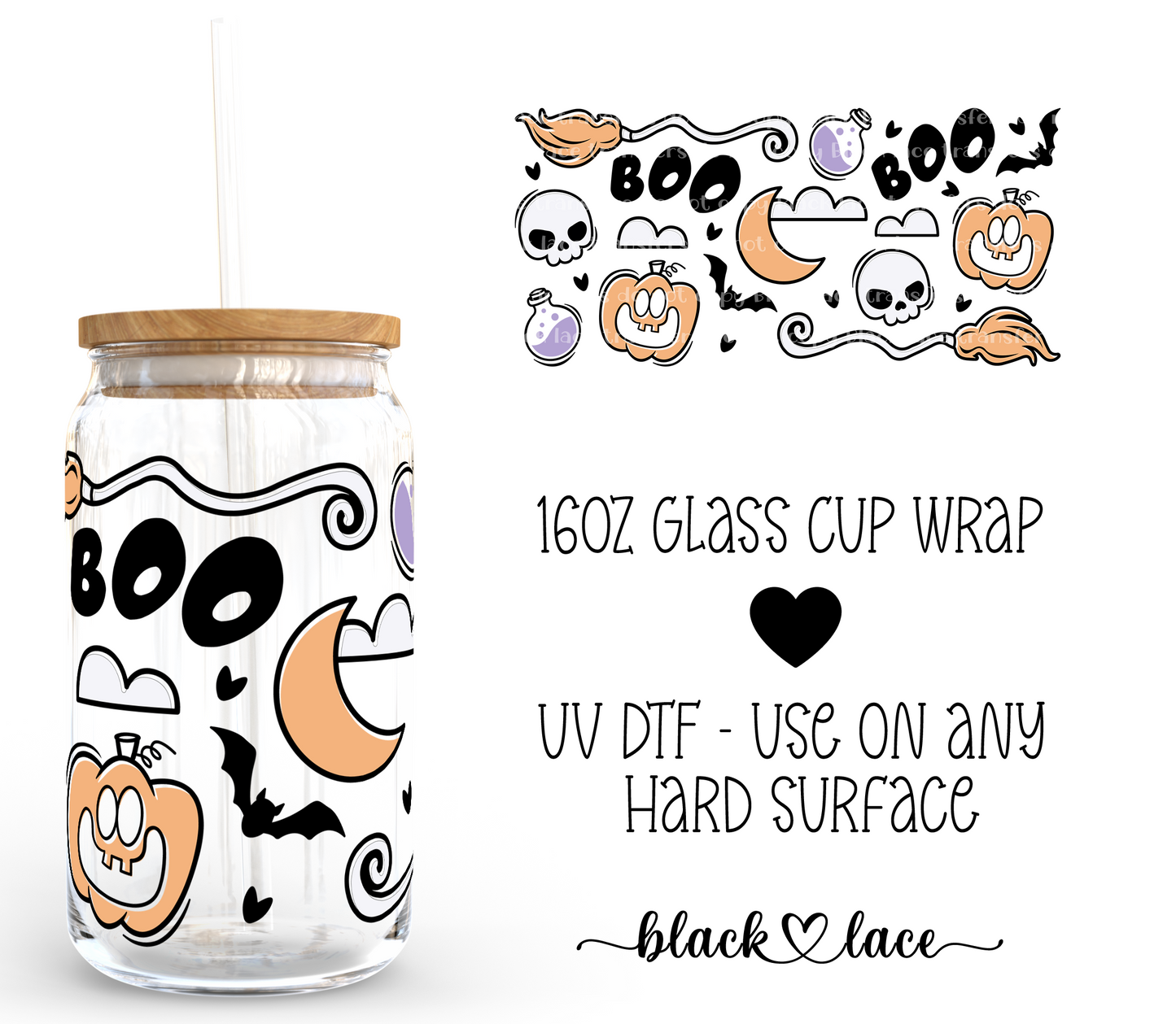 Boo Spells ~ 16oz cup wrap