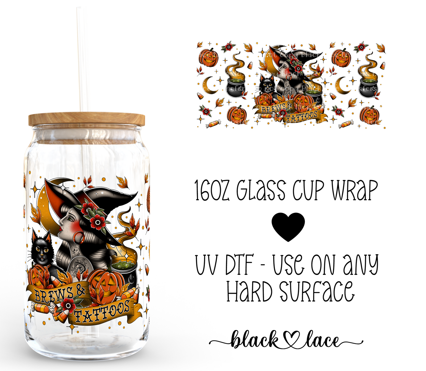 Brews and Tattoos ~ 16oz cup wrap