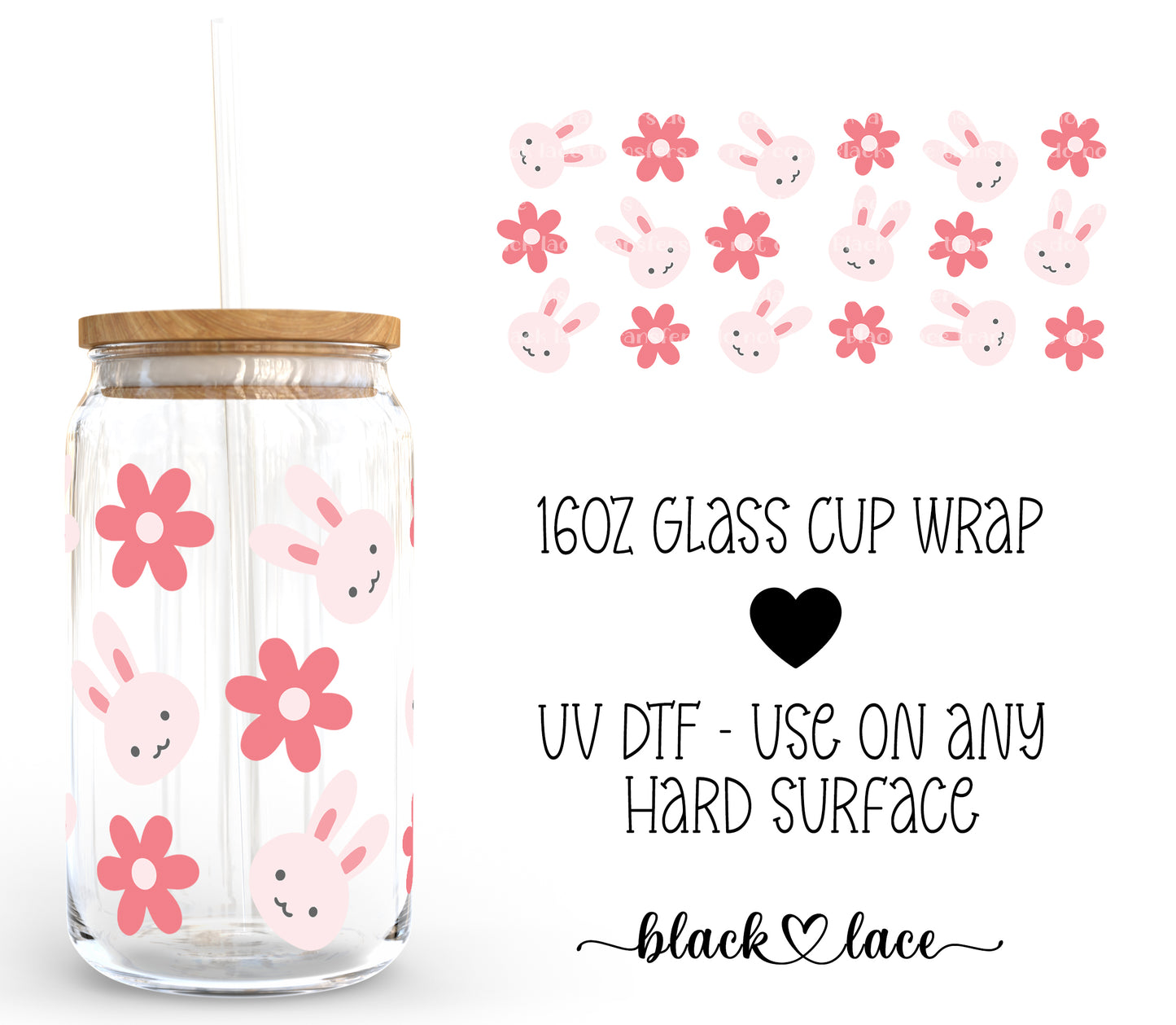 Bunnies and Daisies ~16oz cup wrap