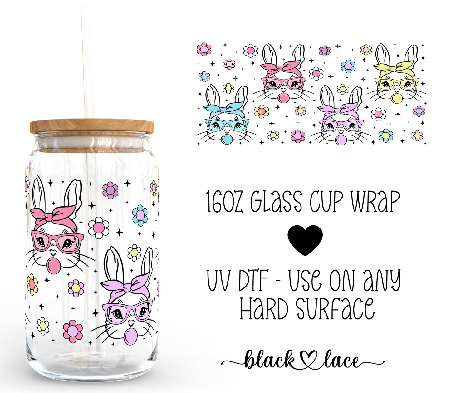 Bunny Pop ~ 16oz cup wrap