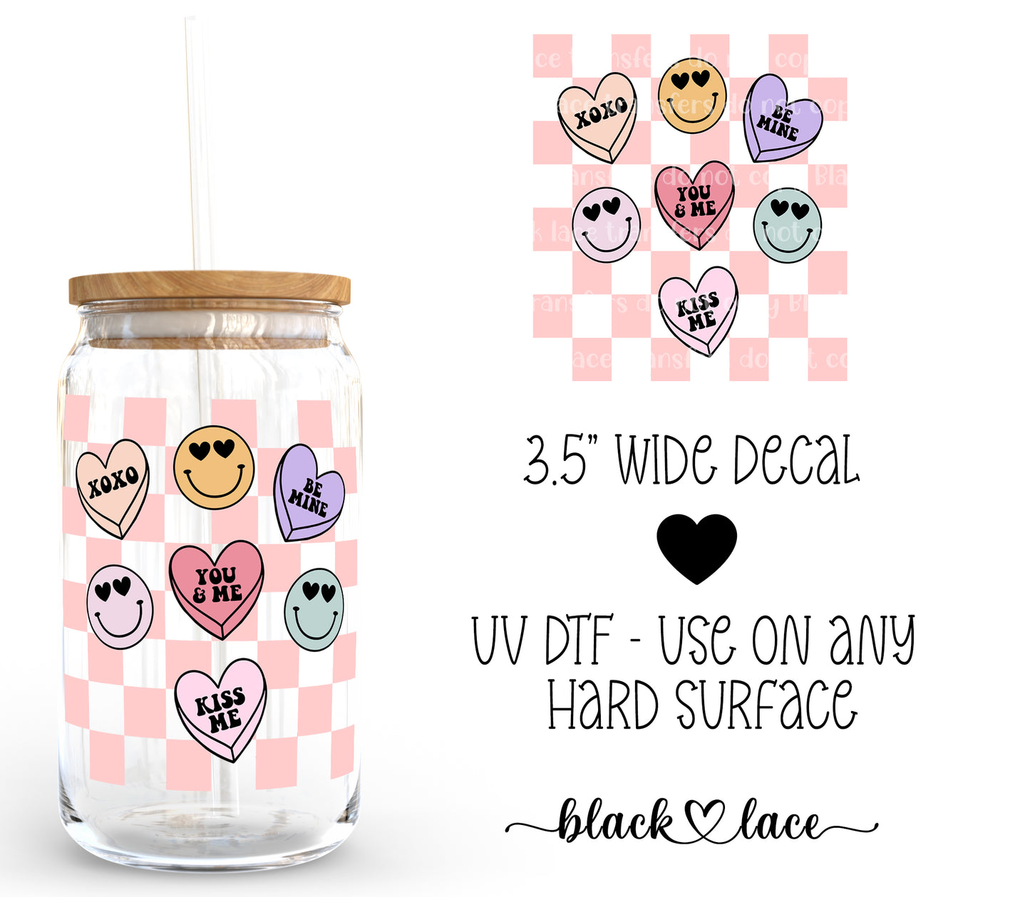 Candy Heart Checkers ~ Decal