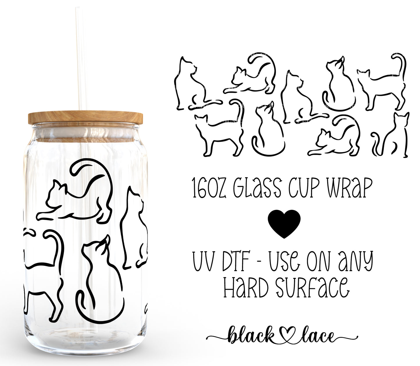 Cat Silhouette ~ 16oz cup wrap