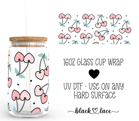 Cherry Hearts ~16oz cup wrap