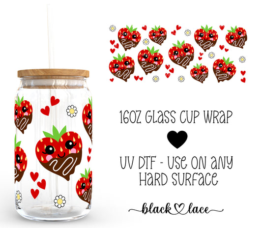 Chocolate Strawberries ~16oz cup wrap