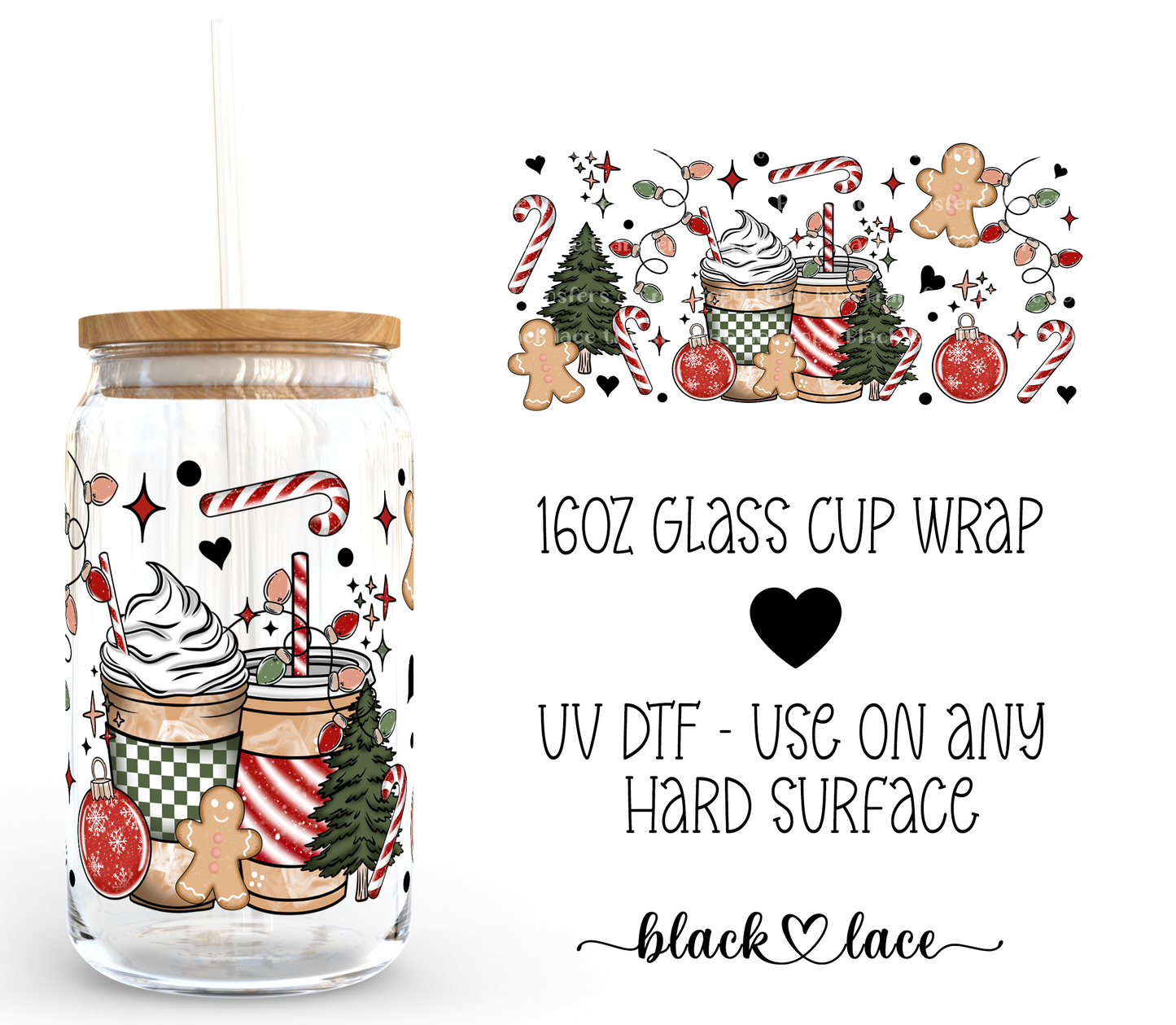 Christmas Coffee ~ 16oz cup wrap