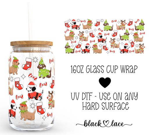 Christmas Dogs ~ 16oz cup wrap