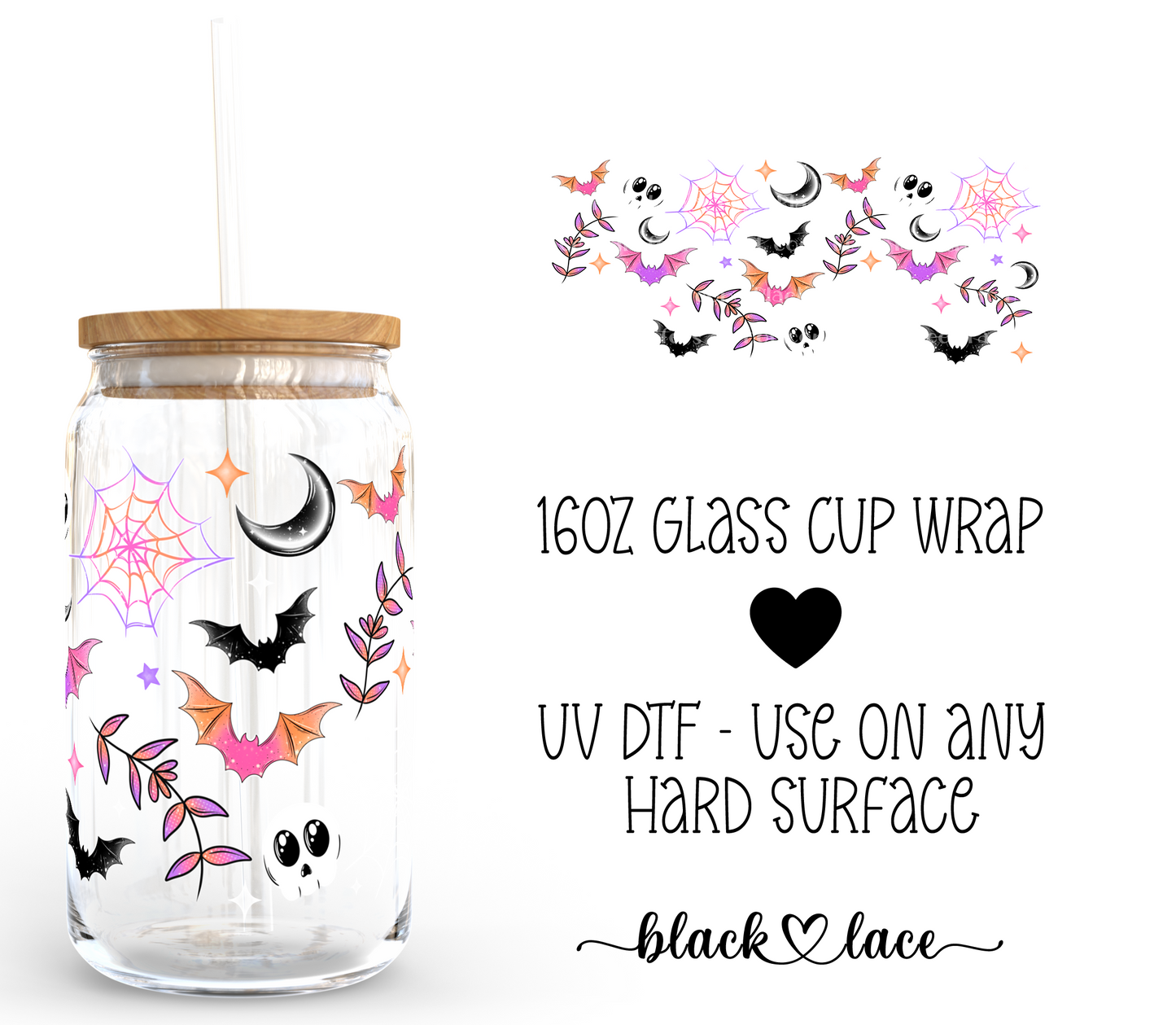 Colourful Spooky ~16oz cup wrap