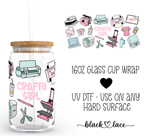 Crafty Girl ~16oz cup wrap