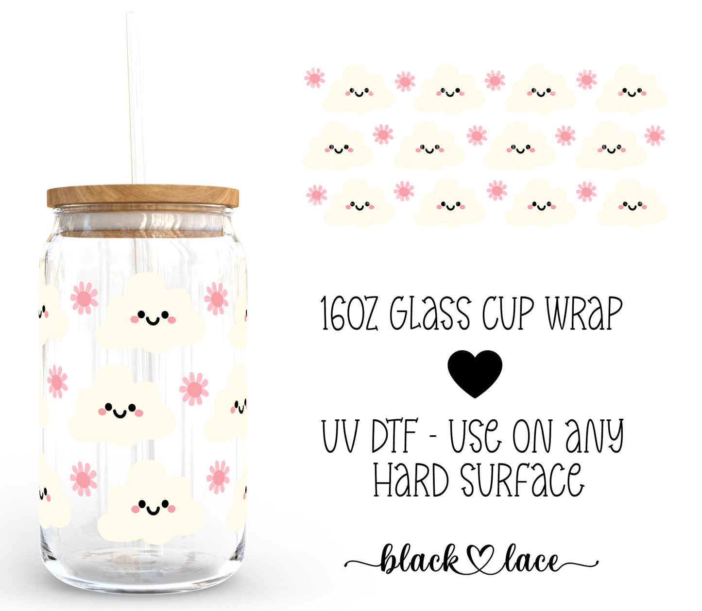 Cute Clouds ~ 16oz cup wrap