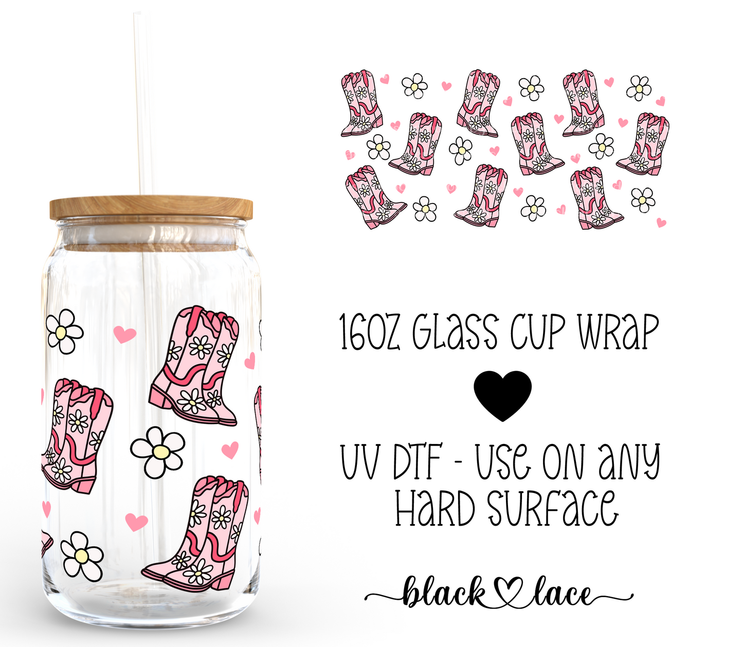 Daisy Boots ~ 16oz cup wrap