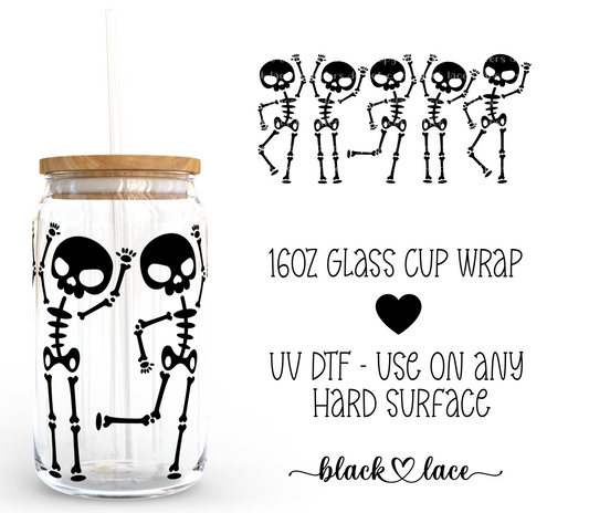 Dancing Skelly ~ 16oz cup wrap