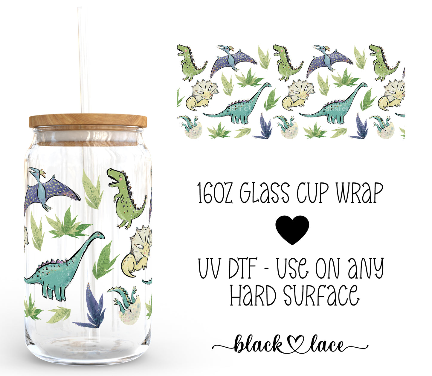 Dinosaur ~ 16oz cup wrap