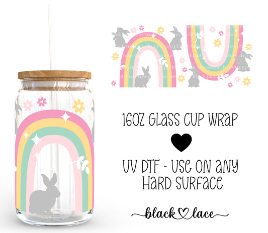 Easter Bunny Rainbow ~16oz cup wrap