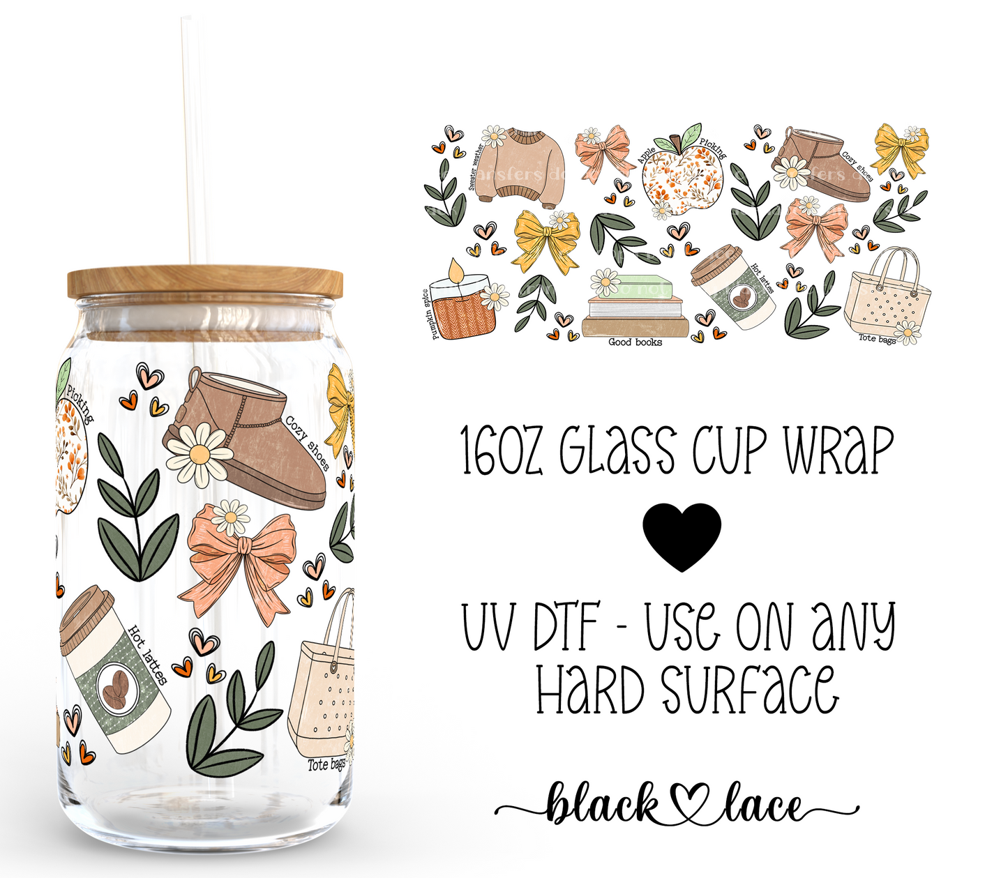 Fall Coquette ~ 16oz cup wrap