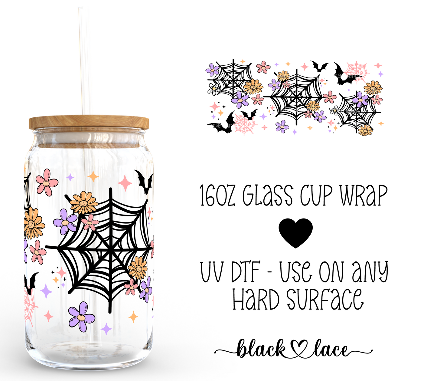 Floral Webs ~16oz cup wrap