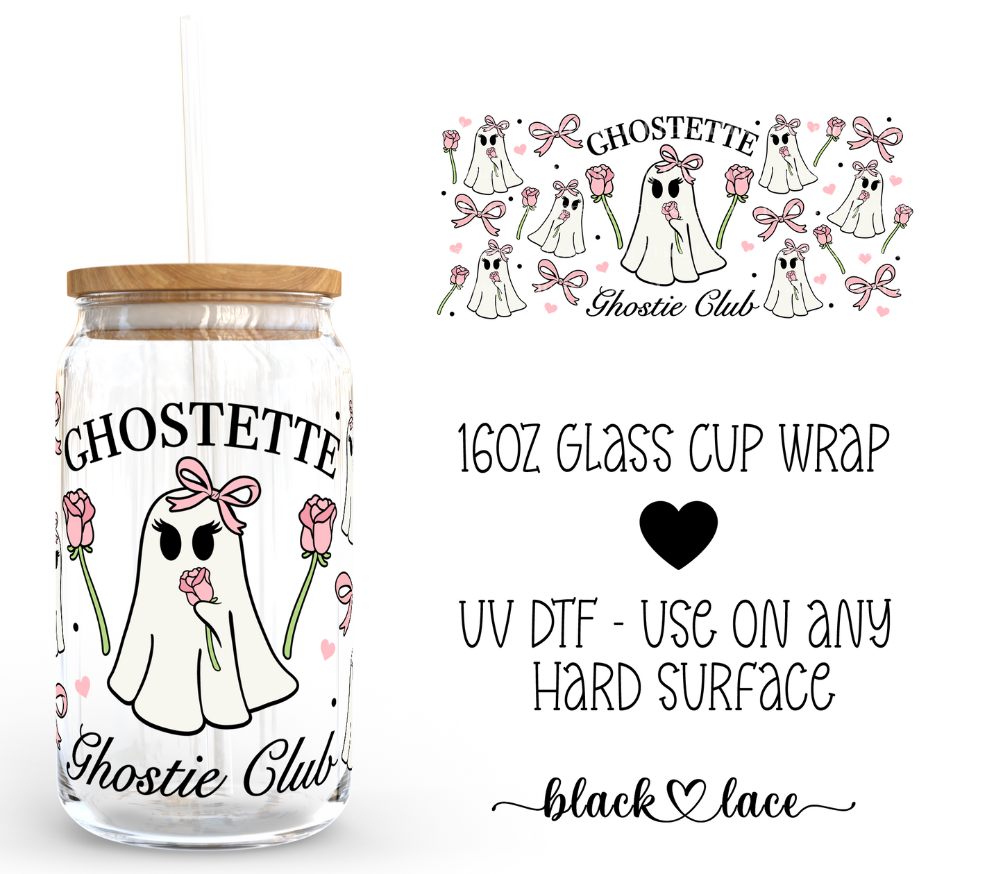 Ghostette ~ 16oz cup wrap