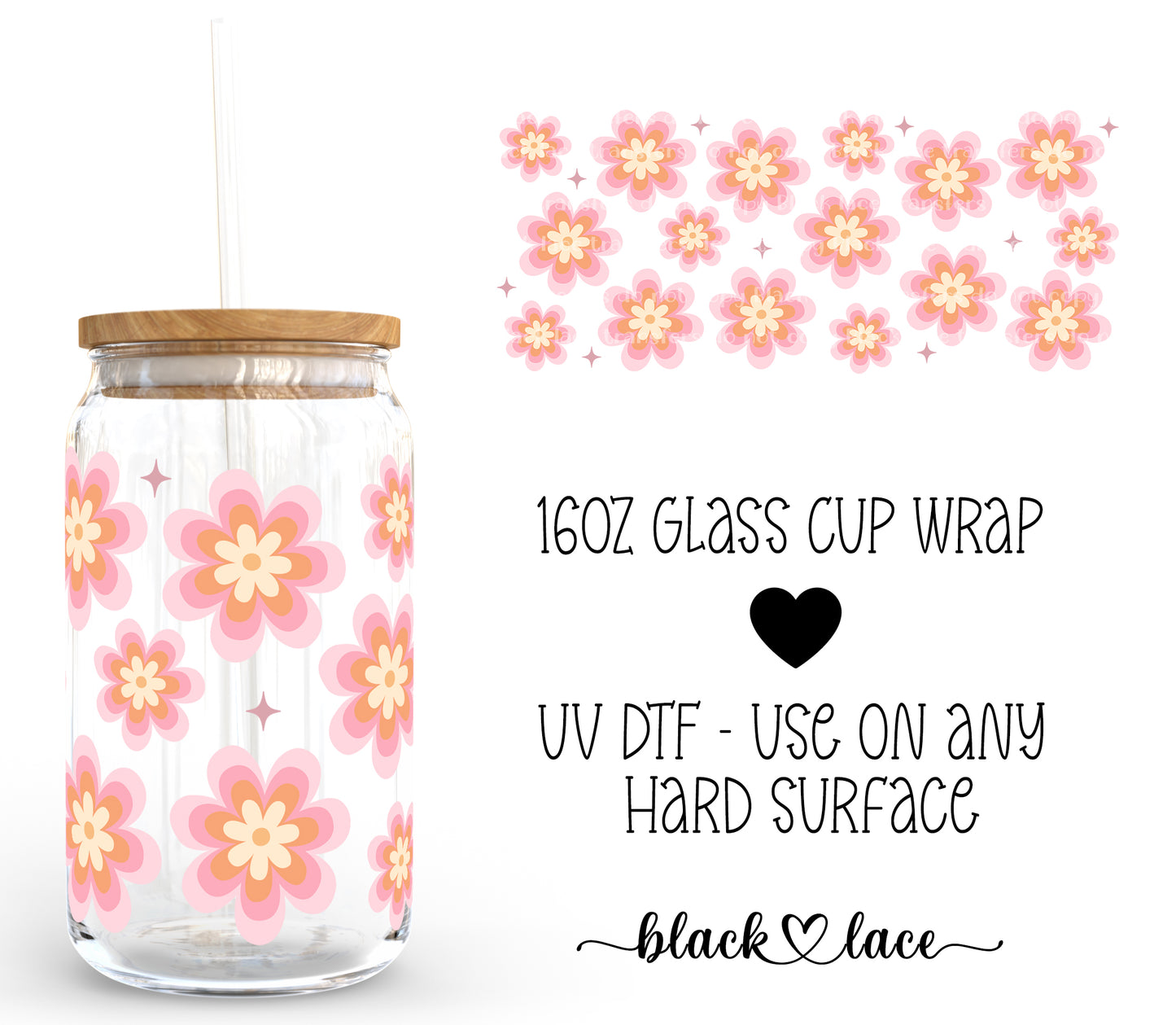 Groovy Flowers ~16oz cup wrap