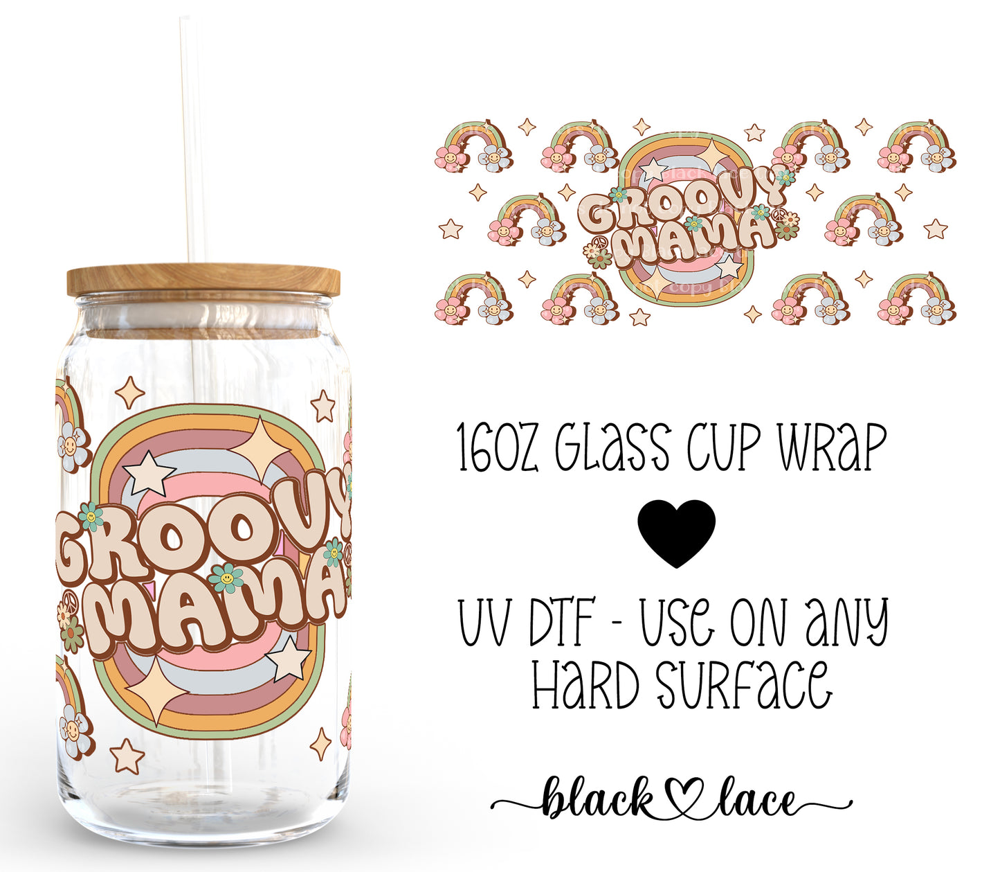 Groovy Mama ~ 16oz cup wrap