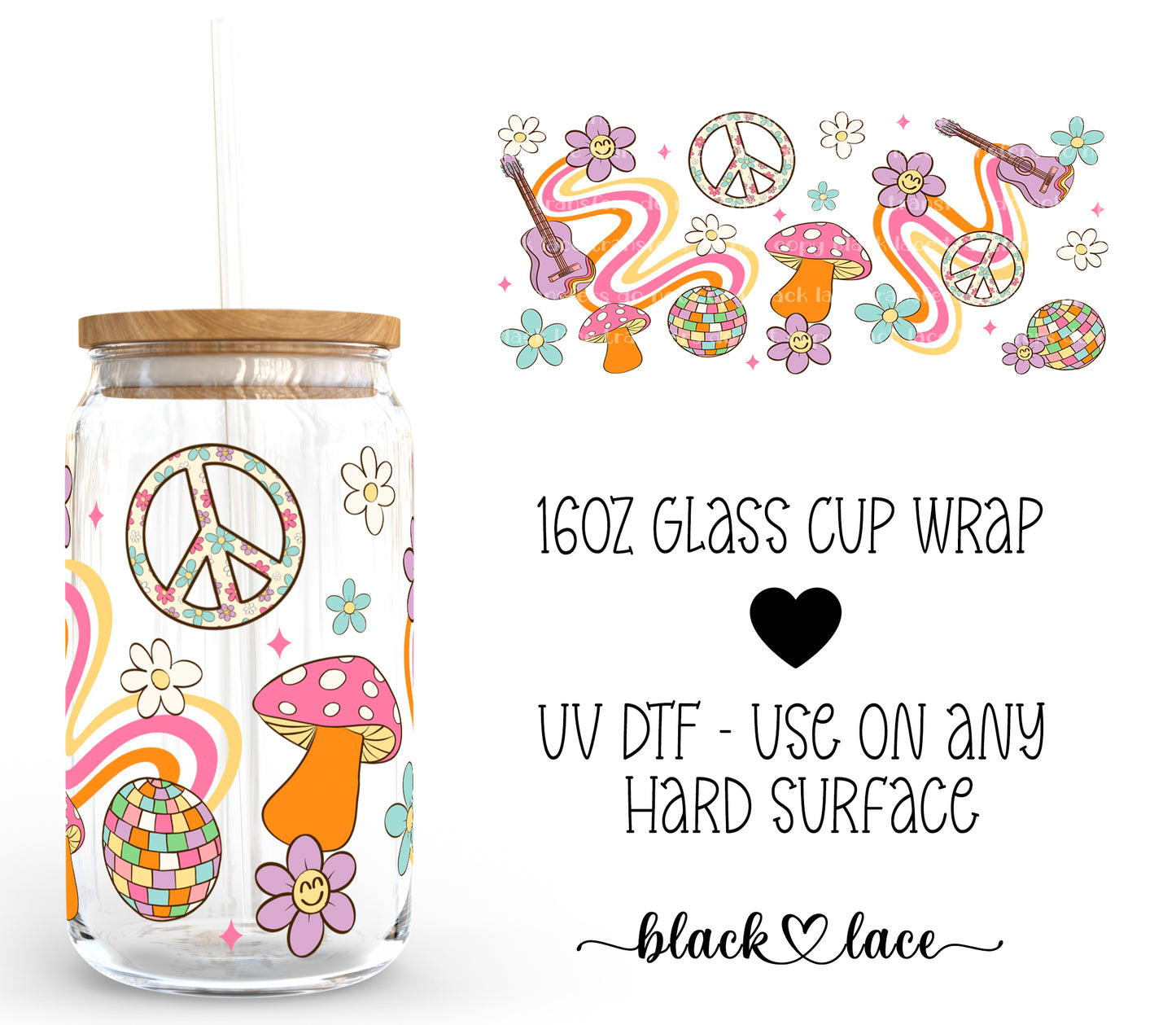 Groovy Mushrooms ~ 16oz cup wrap