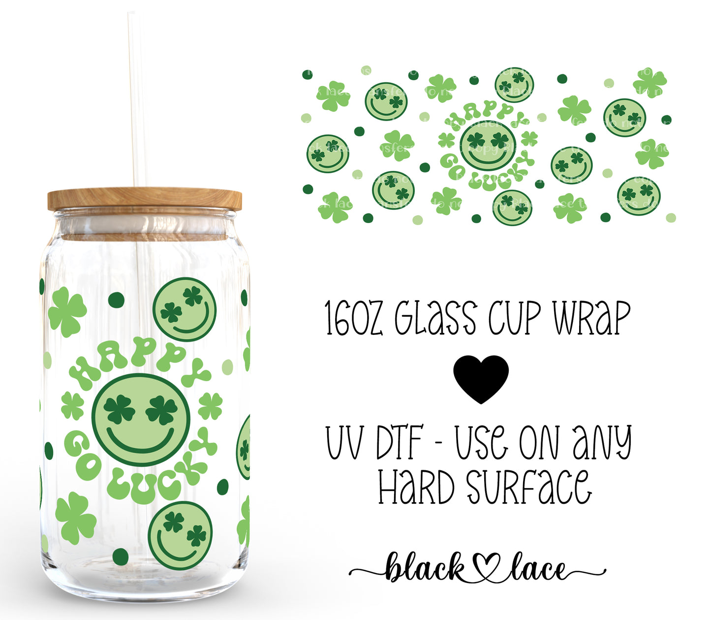 Happy Go Lucky ~16oz cup wrap