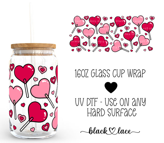 Heart Lollipops ~16oz cup wrap