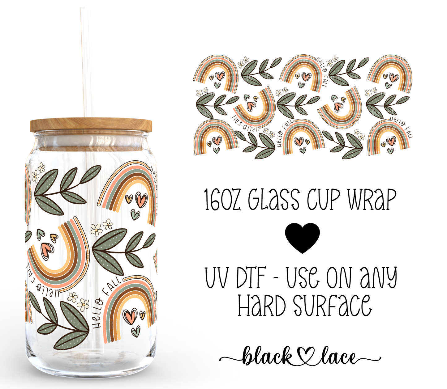 Hello Fall ~ 16oz cup wrap