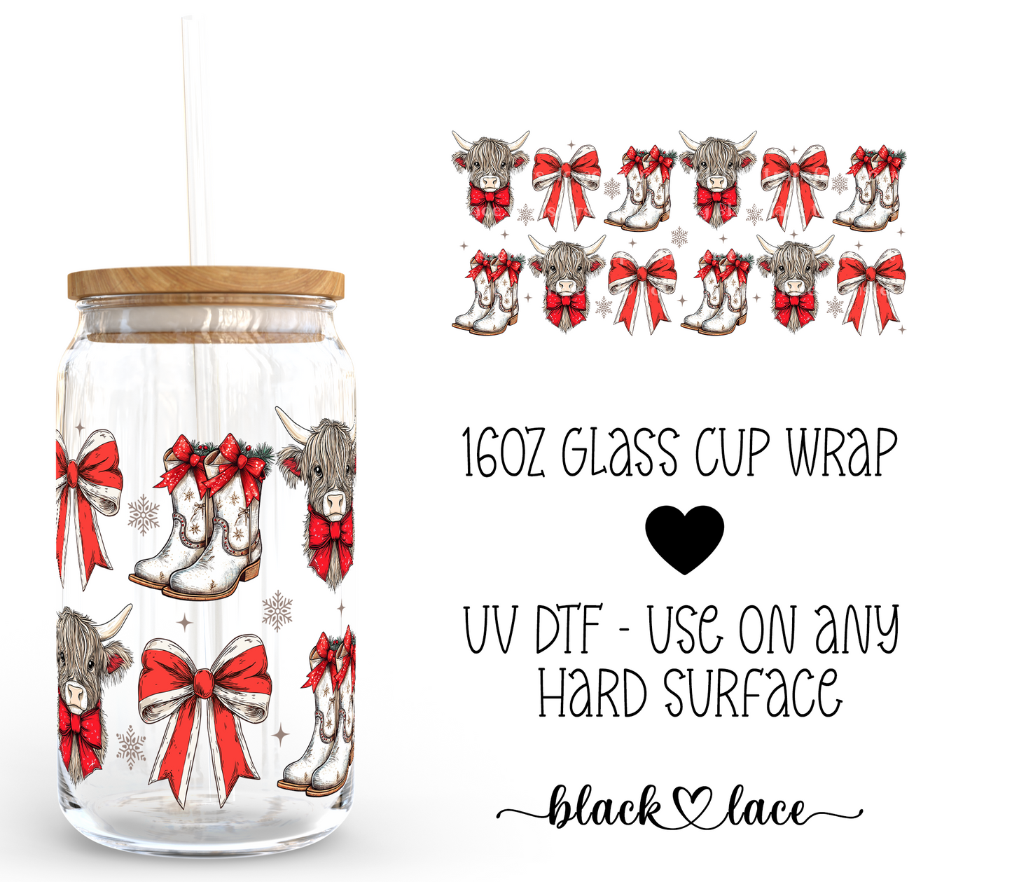 Highland Boots Christmas ~ 16oz cup wrap