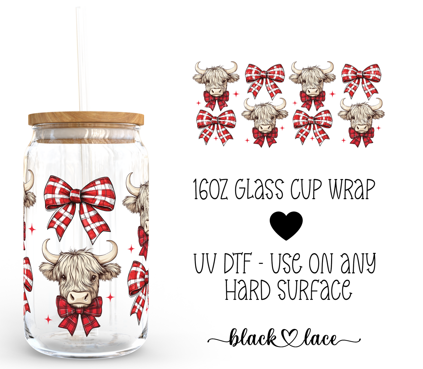 Highland Christmas ~ 16oz cup wrap