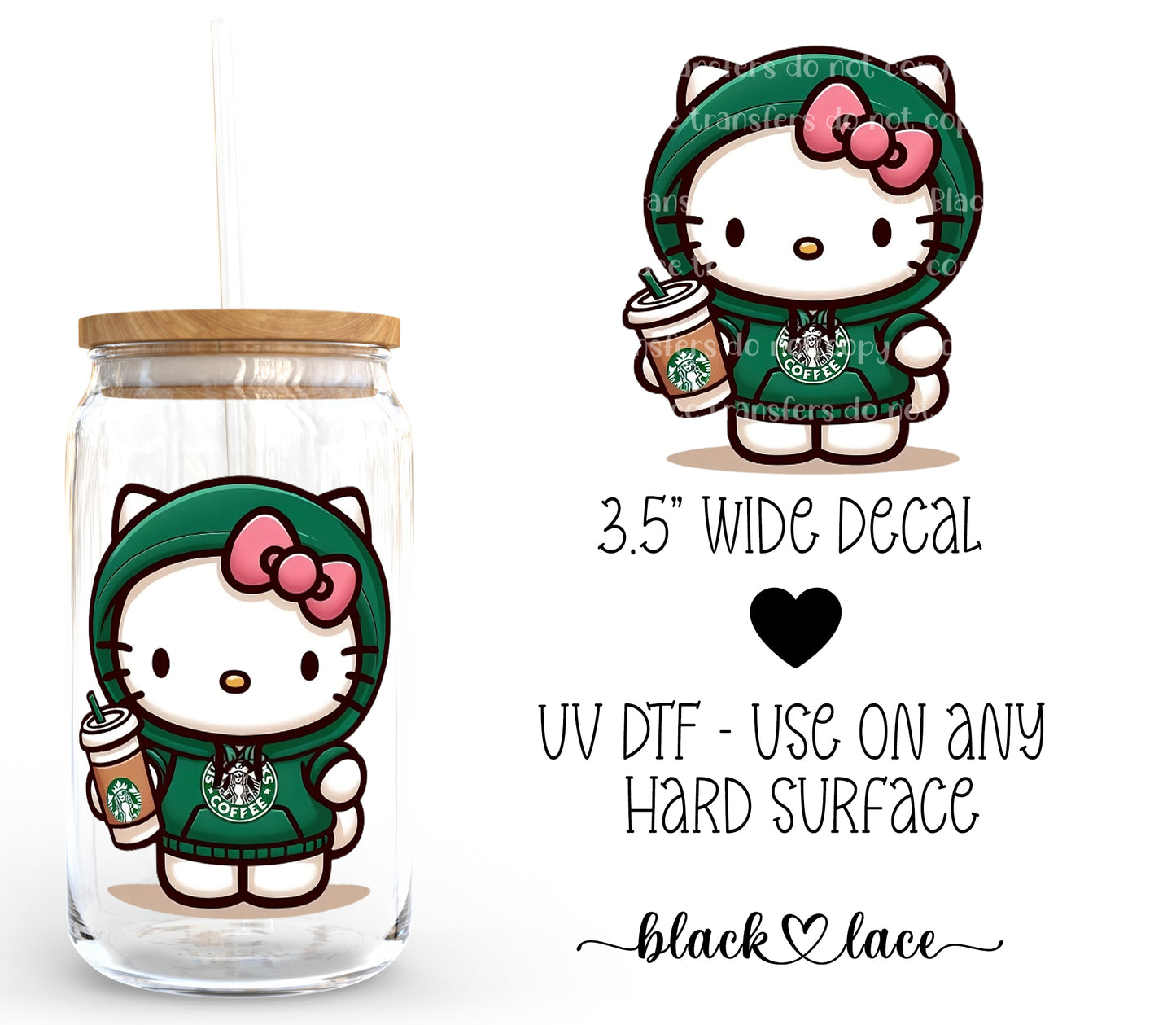 Kitty Starbucks Green  ~ Decal