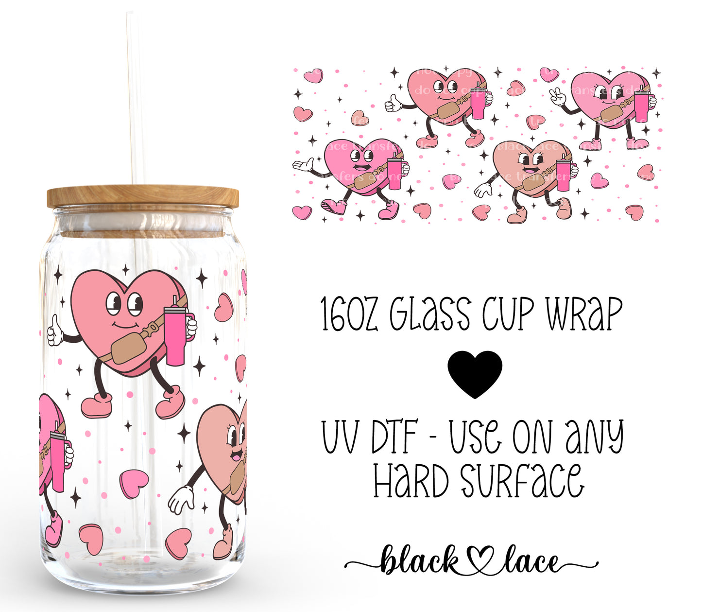 Love Hearts Tumbler ~16oz cup wrap