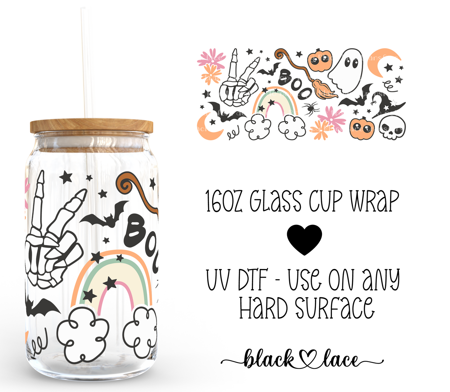 Peace Halloween ~ 16oz cup wrap