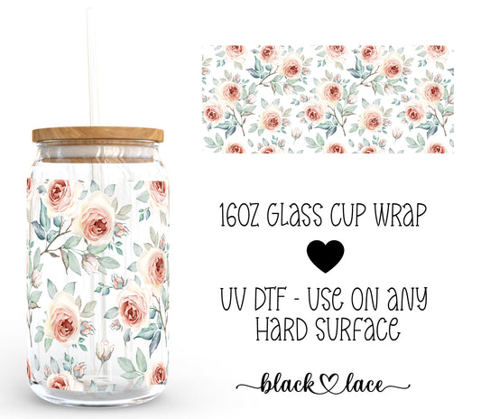 Peach Roses ~16oz cup wrap