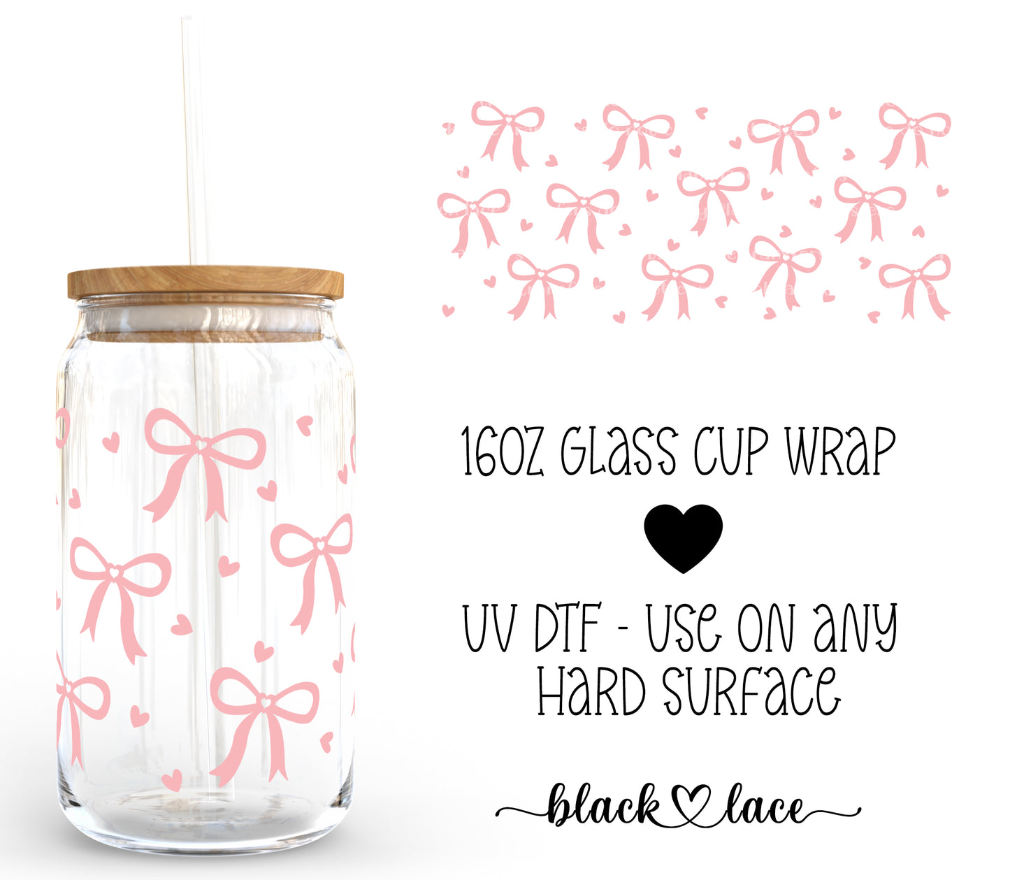 Pink Bows ~ 16oz cup wrap