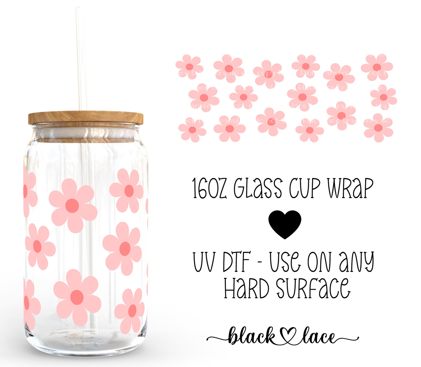 Pink Daisy ~16oz cup wrap