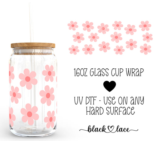 Pink Daisy ~16oz cup wrap